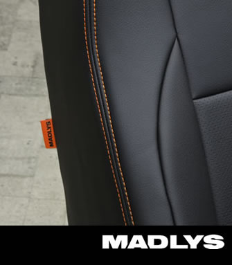 MADLYS シートカバー ブラック×オレンジ Wステッチ サムネイル2